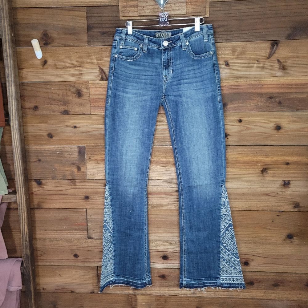 28 x 34 Rock & Roll Denim Mid Rise Trouser Embroiderd Flare